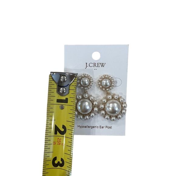 NWT J. Crew Gold Pearl Drop Elegant Earrings - Picture 4 of 6